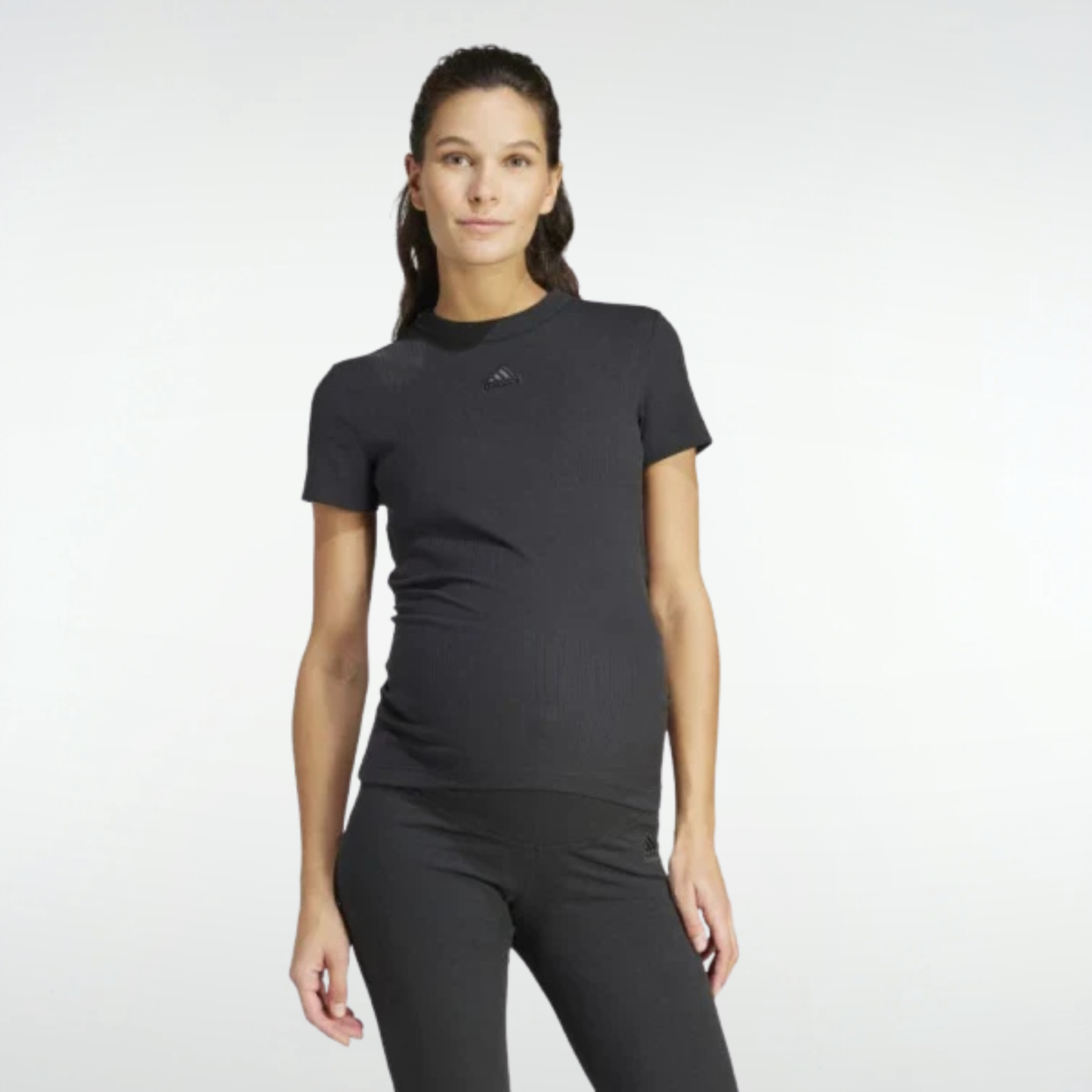 Remera Adidas Ribbed Fitted (Pre mamá) - Negro