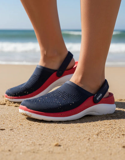Crocs Literide™ 360 Sandalias Unisex Cómodas Y Ligeras - Negras con rojo